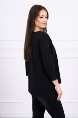 Black blouse with appliqué KES-16942-66805