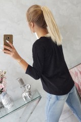 Black blouse with appliqué KES-16942-66805