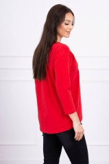 Red blouse with appliqué KES-16943-66805