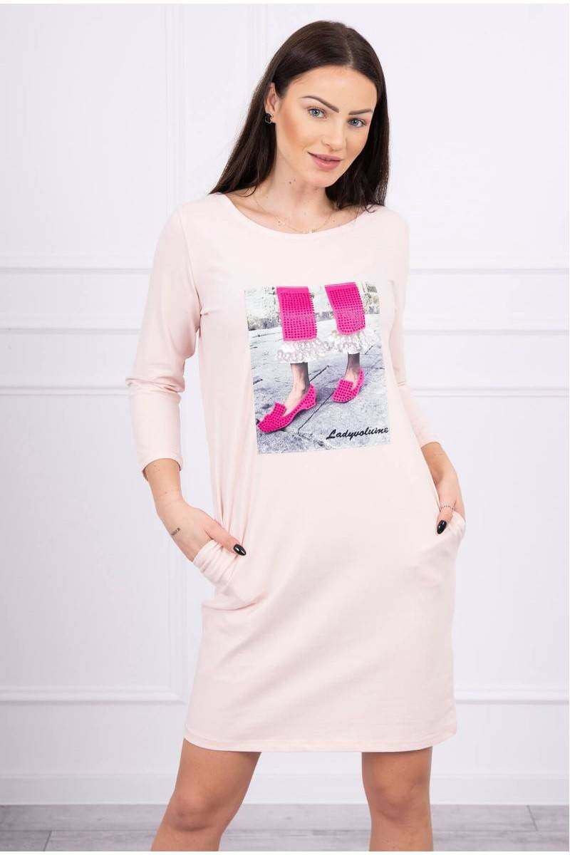 Light pink dress with appliqué KES-16957-66835