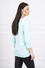 Mint color blouse with appliqué KES-16975-66787