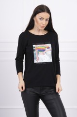 Black blouse with appliqué KES-16979-66787