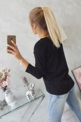Black blouse with appliqué KES-16979-66787