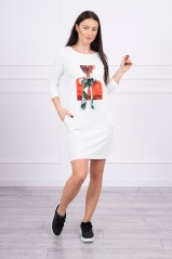 Cream dress with appliqué KES-17007-66814