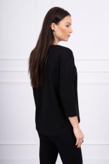 Black blouse with appliqué KES-17028-66823