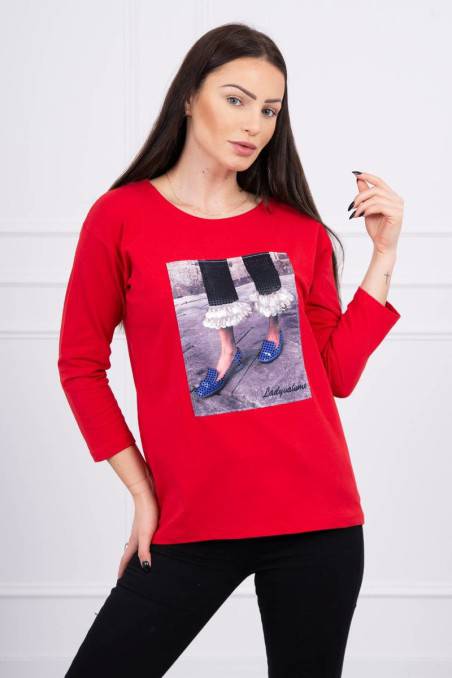 Red blouse with appliqué KES-17029-66823