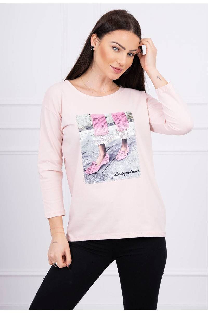 Light pink blouse with appliqué KES-17030-66823