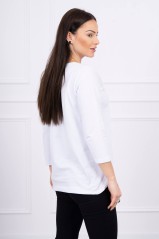 White blouse with appliqué KES-17031-66823