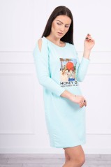 Mint color dress with appliqué KES-17041-66859