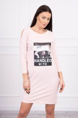 Light pink dress with appliqué KES-17053-66856