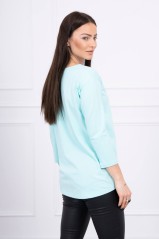 Mint blouse with appliqué KES-17057-66786