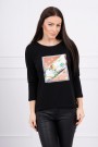Black blouse with appliqué KES-17062-66798