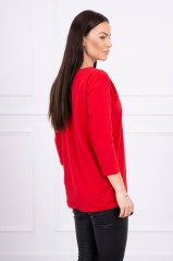 Red blouse with appliqué KES-17063-66798