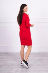 Red dress with appliqué KES-17069-66816