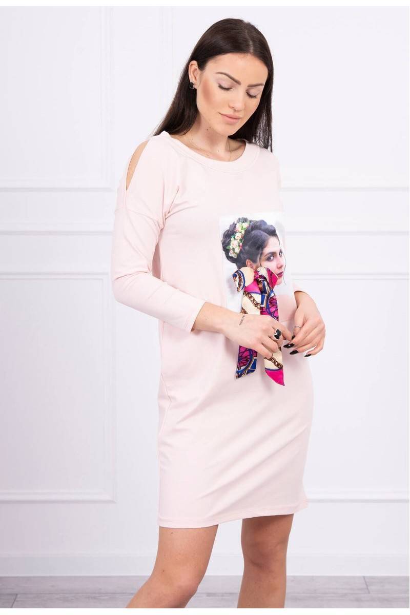 Light pink dress with appliqué KES-17079-66826