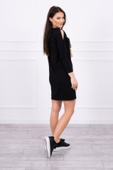 Black dress with appliqué KES-17093-66828
