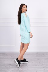 Mint color dress with appliqué KES-17102-66829