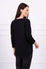 Black blouse with appliqué KES-17117-66849