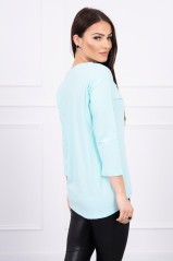 Mint color blouse with appliqué KES-17118-66849