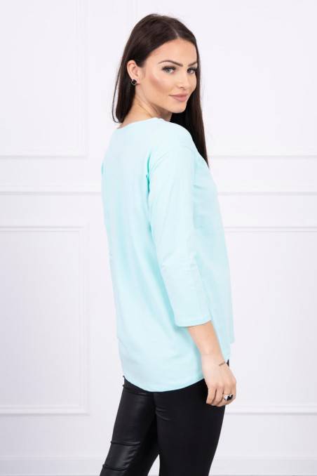 Mint color blouse with appliqué KES-17119-66850
