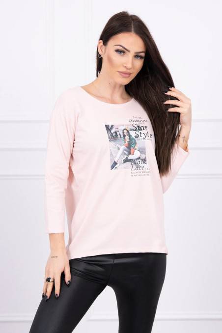 Light pink blouse with appliqué KES-17120-66850