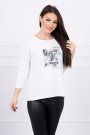 White blouse with appliqué KES-17121-66850