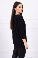 Black blouse with appliqué KES-17122-66850