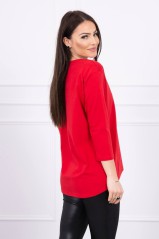 Red blouse with appliqué KES-17123-66850