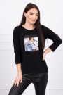 Black blouse with appliqué KES-17124-66855