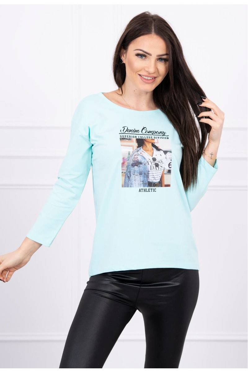 Mint blouse with appliqué KES-17125-66855