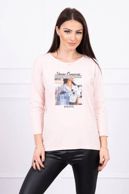 Light pink blouse with appliqué KES-17127-66855
