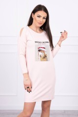 Light pink dress with appliqué KES-17132-66858