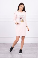 Light pink dress with appliqué KES-17132-66858