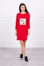Red dress with appliqué KES-17134-66858