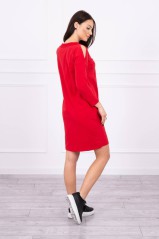 Red dress with appliqué KES-17137-66860