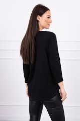 Black blouse with appliqué KES-17146-66861