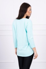 Mint color blouse with appliqué KES-17152-66854