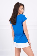 Blue blouse with short sleeves KES-17315-8985