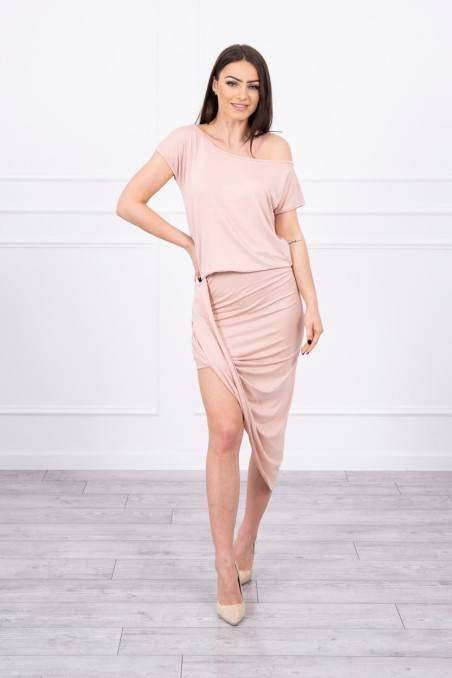 Light pink dress with short sleeves KES-17374-61524