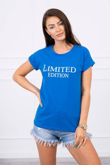 Blue blouse with inscriptions