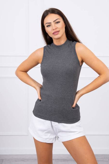 Dark gray blouse with a high neck