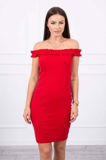 Red dress with open shoulders KES-17707-9097