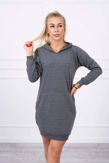 Dark gray hooded dress KES-17898-67292