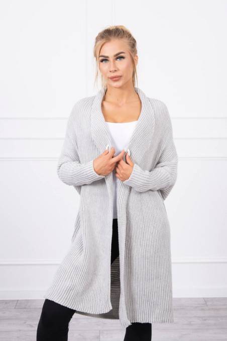 Sweater with batwing sleeve light gray