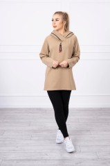 Tunic with a zipper on the hood Oversize camel