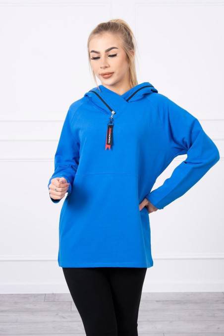Tunic with a zipper on the hood Oversize mauve-blue