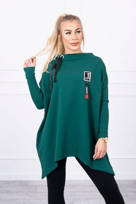 Oversize sweatshirt with asymmetrical sides green