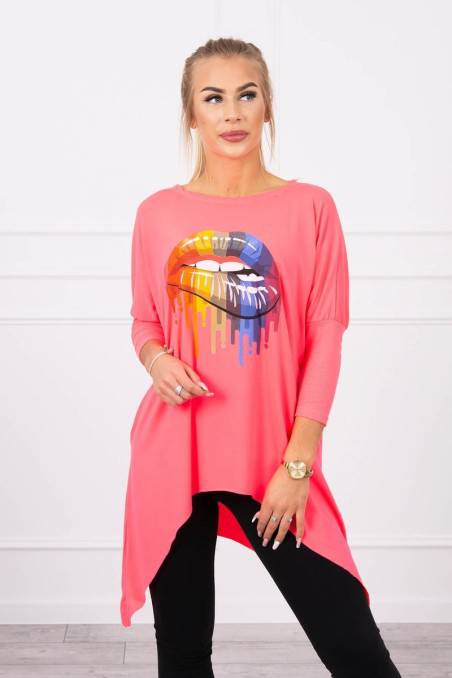 Pink neon stylish blouse with appliqué