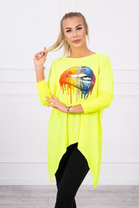 Yellow neon stylish blouse with appliqué