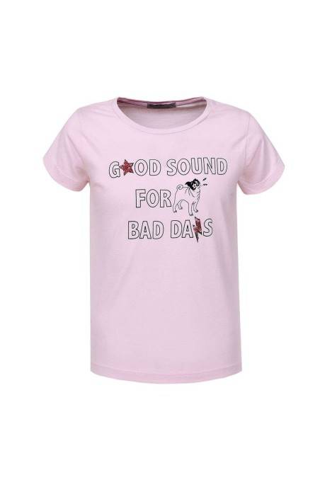 Pink short-sleeved blouse for girls KL-GPO-0462-rose